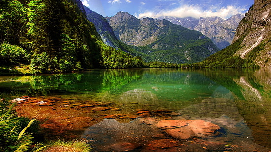Lake Königssee Alpine Mountains Berchtesgadener Nationalpark Bayern Landschaft Hd Wallpaper 3840 × 2160, HD-Hintergrundbild HD wallpaper