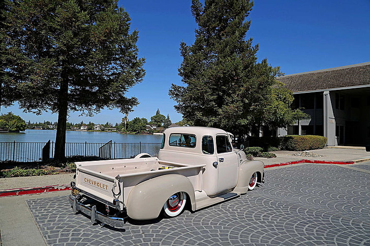 1952, 3100, auto, automobile, chevy, custom, lowrider, pickup, truck, vehicle, HD wallpaper