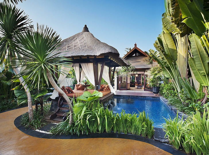 Tropical Lagoon Resort, зеленые растения, остров, отель, тропический, курорт, лагуна, вода, деревья, океан, синий, рай, праздник, пальма, плавание, экзотика, HD обои