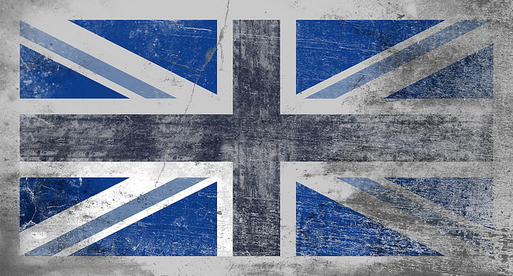 青と白の旗、ユニオンジャック、イギリス、旗、テクスチャ、背景、ライン、 HDデスクトップの壁紙