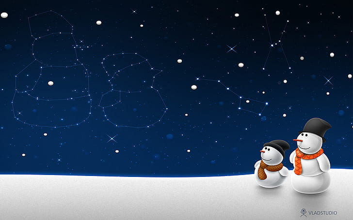 크리스마스, 벡터, 눈사람, Vladstudio, HD 배경 화면