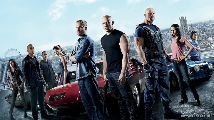 วอลล์เปเปอร์ภาพยนตร์ Fast and Furious เร็วและโกรธ Dwayne Johnson, Paul Walker, Vin Diesel, Gal Gadot, Jordana Brewster, วอลล์เปเปอร์ HD