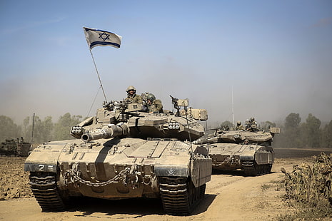 dua tank tempur abu-abu, tank, tempur, utama, Merkava, Israel, Mk 3D, Wallpaper HD HD wallpaper