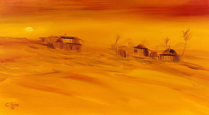 ภาพวาดสีน้ำมันทะเลทรายซาฮาราศิลปะภาพวาด, วอลล์เปเปอร์ HD