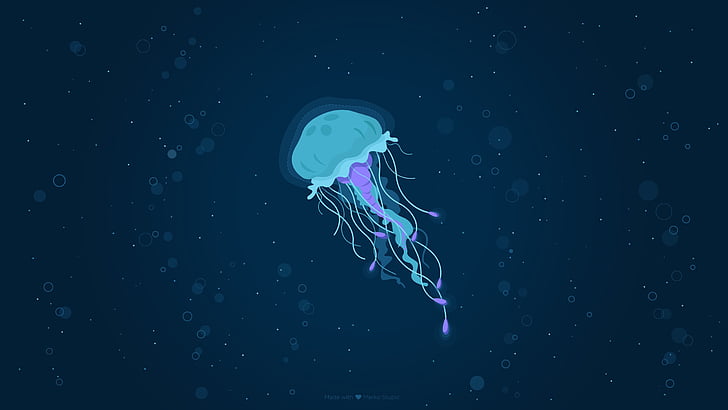 blue jelly fish illustration, Jellyfish, Underwater, HD, HD wallpaper