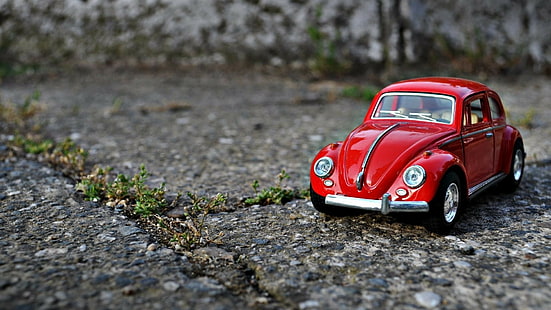 car, closeup, macro, toys, volkswagen, Volkswagen Beetle, HD wallpaper HD wallpaper