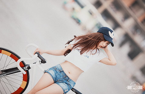 ritratto, asiatico, donne, bicicletta, fixie, Sfondo HD HD wallpaper