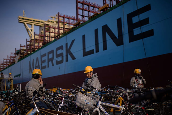 Tablero, Línea, Maersk, Línea Maersk, En el puerto, Trabajando, Fondo de pantalla HD