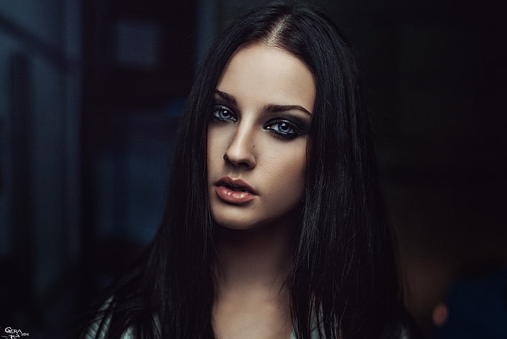 woman's black hair, Alla Berger, Georgy Chernyadyev, women, model, portrait, HD wallpaper