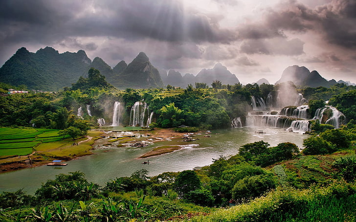 Detian Waterfall, Daxin County, Guangxi, China) Desktop Wallpaper Hd 2880 × 1800, วอลล์เปเปอร์ HD
