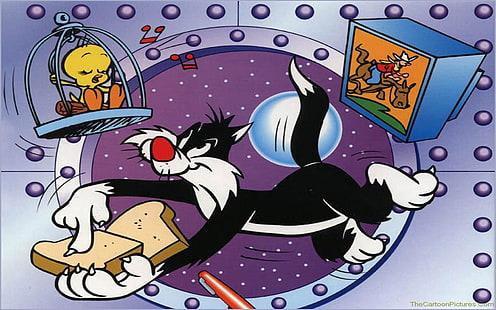 Dibujos animados Sylvester Cat y Tweety Bird Sandwich con pollo Looney Tunes fondo de pantalla HD 1920 × 1200, Fondo de pantalla HD HD wallpaper