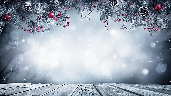 dekorasi natal, musim dingin, kayu, natal, bokeh, Wallpaper HD