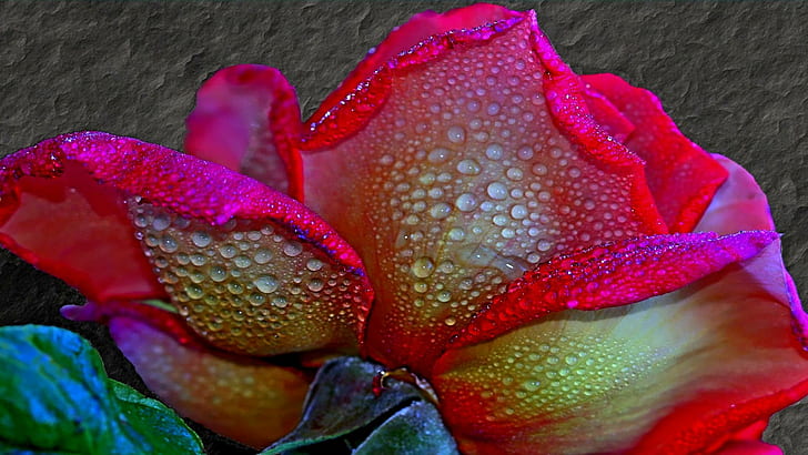 Forgiveness, water drops, tenderness, romantic, loving, flower, sweetness, dews, caring, glow, beauty, 3d and abstra, HD wallpaper