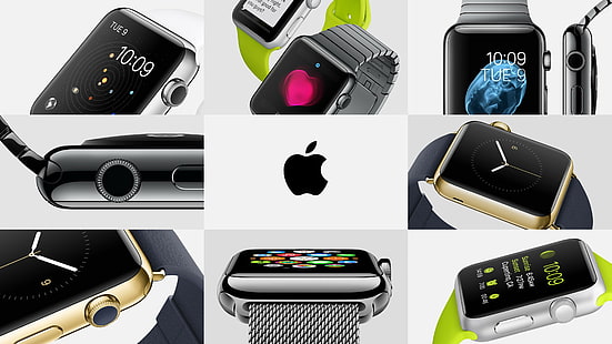 Kolaż Apple Watch, Apple Watch, zegarki, tapeta, 5k, 4k, recenzja, iWatch, Apple, interfejs, wyświetlacz, srebro, prawdziwe futurystyczne gadżety, Tapety HD HD wallpaper
