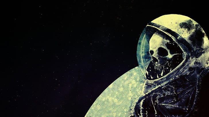 astronaut creepy fan art skull, HD wallpaper