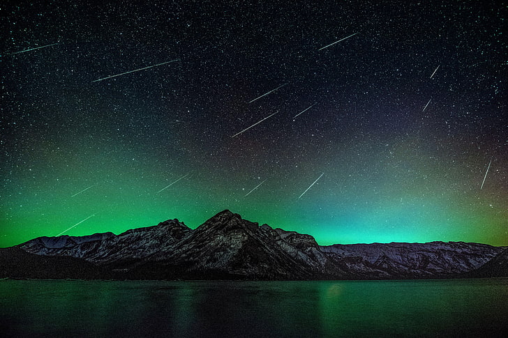 meteor shower, night, stars, HD wallpaper