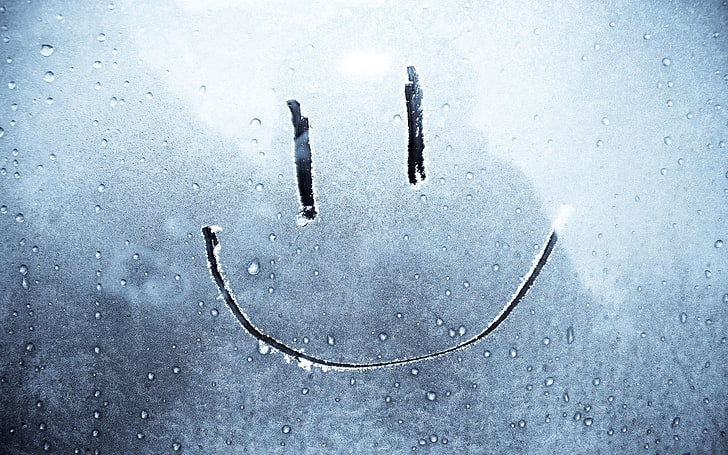 sonrisa húmeda, sonrisa, dibujo sobre vidrio, felicidad, Fondo de pantalla HD