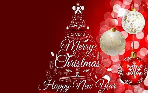Поздравителна картичка Весела Коледа и щастлива Нова година 2019 Изображения Коледна червена картичка 1920 × 1200, HD тапет HD wallpaper