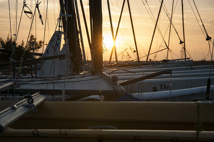 fotografía, playa, Florida, veleros, barco, puesta de sol, Fondo de pantalla HD