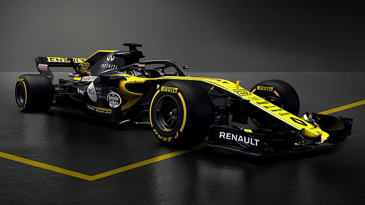 Renault, Renault RS, Black Car, Car, Formula 1, Race Car, Renault RS 18, HD wallpaper