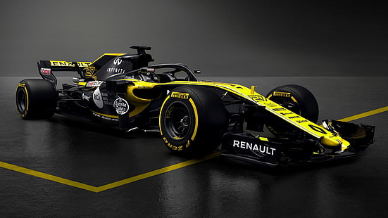 Renault, Renault RS, Black Car, Car, Formula 1, Race Car, Renault RS 18, HD wallpaper HD wallpaper