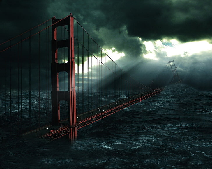 Ponte Golden Gate, ponte, obras de arte, apocalíptica, Ponte Golden Gate, arte digital, HD papel de parede