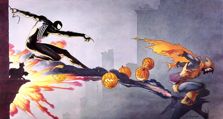 Venom illustration, Spider-Man, Venom, Hobgoblin, Marvel Comics, comics, HD wallpaper