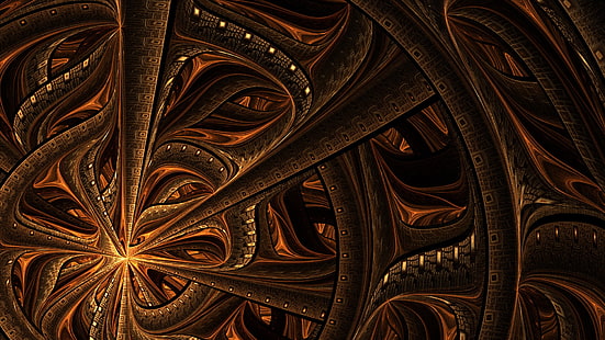 papel tapiz digital marrón, abstracto, fractal, arte digital, Fondo de pantalla HD HD wallpaper