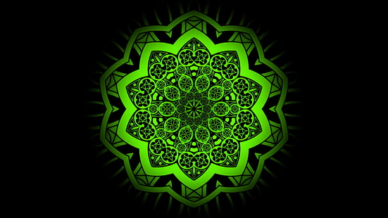  Abstract, Pattern, Artistic, Green, Mandala, HD wallpaper HD wallpaper