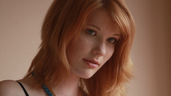 wajah wanita, Mia Sollis, berambut merah, bintik-bintik, wanita, wajah, model, Wallpaper HD HD wallpaper