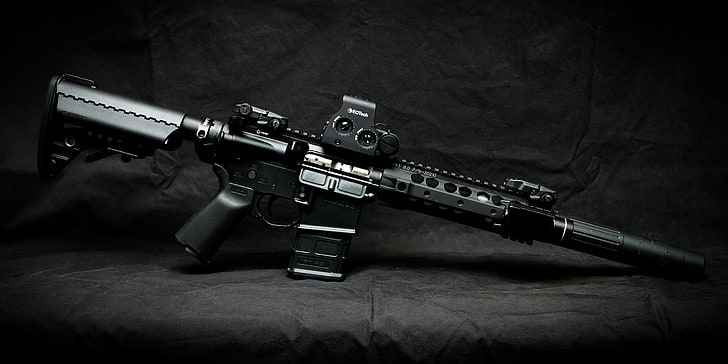 AR-15, rifle negro, rifle de asalto, Fondo de pantalla HD