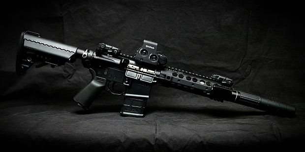 AR-15 ، بندقية سوداء ، بندقية هجومية، خلفية HD HD wallpaper