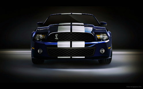 2010 Shelby GT500 4, niebiesko-biały ford mustang, 2010, shelby, gt500, samochody, ford, Tapety HD HD wallpaper