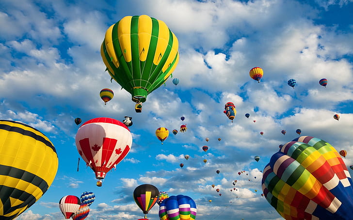 Ballon Ride, air balloons lot, colors, sky, high, earth, HD wallpaper