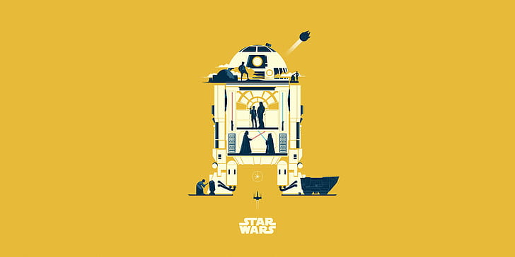 Star Wars, Minimalist, R2-D2, HD wallpaper