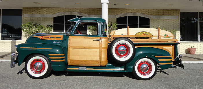 1950, 3100, chevrolet, personalizzato, pickup, retrò, ruota, legnoso, Sfondo HD HD wallpaper