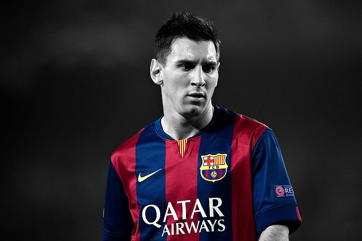 Lionel Messi, FC Barcelona, selective coloring, men, sport, soccer, HD wallpaper