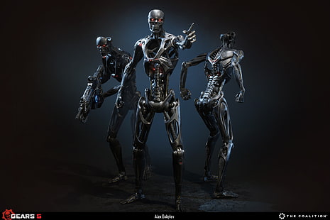 render, Terminator Dark Fate, Terminator, endoskeleton, 3D, maskin, futuristisk, Alex Bobylev, HD tapet HD wallpaper