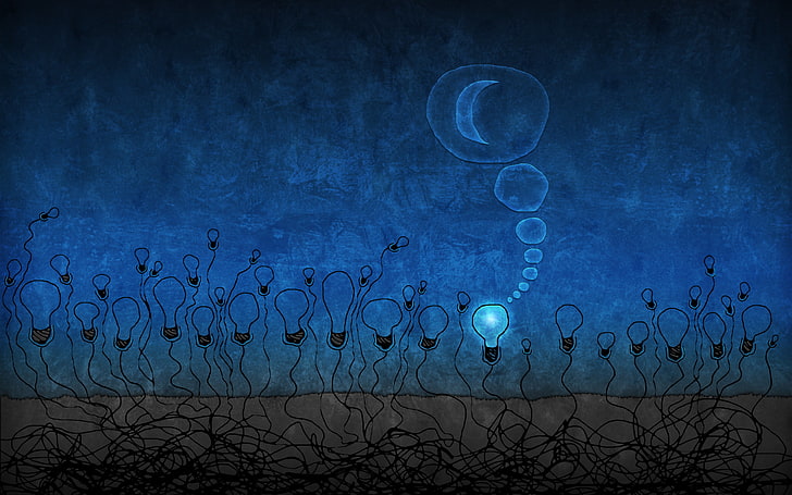 blaue und schwarze Glühbirne Tapete, Draht, Figur, Glühbirne, HD-Hintergrundbild