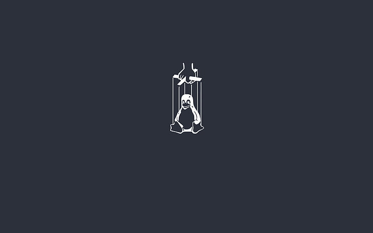 czarno-biała ilustracja zwierząt, minimalizm, Linux, Tapety HD