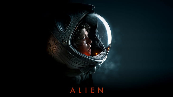 Alien (film), opera d'arte, Ellen Ripley, fantascienza, Sigourney Weaver, tuta spaziale, Xenomorph, Sfondo HD