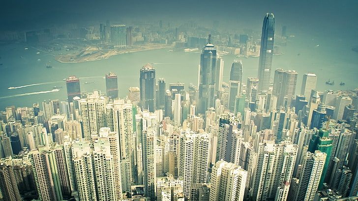 градски силует, Хонг Конг, град, височина, небостъргачи, HD тапет