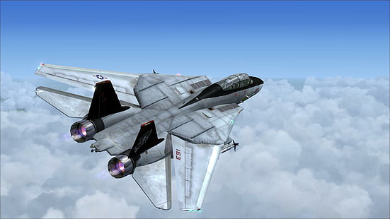 F-14 Tomcat Vf 101 Grim Reapers, илюстрация със сребърен и черен реактивен самолет, военен, самолет, сила, самолет, огнева мощ, крило, ракета, бомбардировач, изтребител, самолетен самолет, HD тапет HD wallpaper