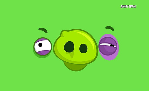 Angry Birds Pig Damaged, green and purple character illustration, Games, Angry Birds, Puzzle, Green, Background, video game, повредени, ядосани птици прасе, HD тапет HD wallpaper