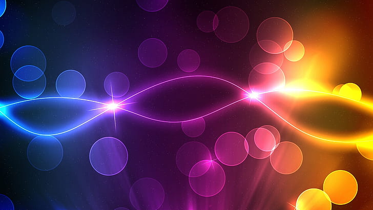 Two intersecting lines, yellow, purple and blue bokeh lights, Two, Intersecting, Line, HD wallpaper
