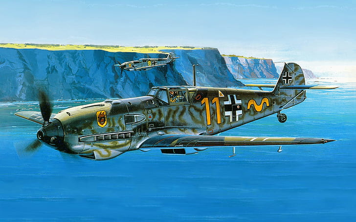 World War II, Messerschmitt, Messerschmitt Bf-109, Luftwaffe, aircraft, military, artwork, military aircraft, Germany, HD wallpaper
