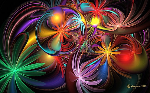 Blumen, Blume, Abstrakt, Künstlerisch, Bunt, Farben, Digitale Kunst, Fraktal, HD-Hintergrundbild HD wallpaper