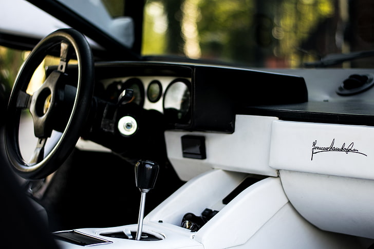 Lamborghini, Lamborghini Countach, schwarze Autos, Autoinnenraum, HD-Hintergrundbild