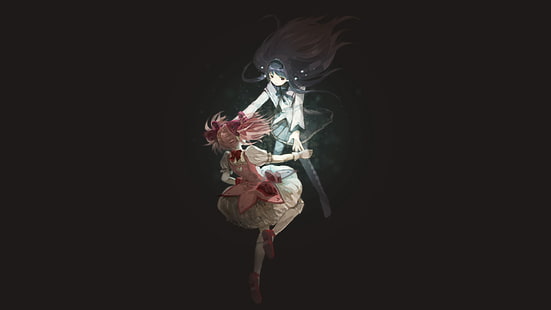 einfacher Hintergrund, Kaname Madoka, Akemi Homura, Mahou Shoujo Madoka Magica, Anime-Mädchen, HD-Hintergrundbild HD wallpaper