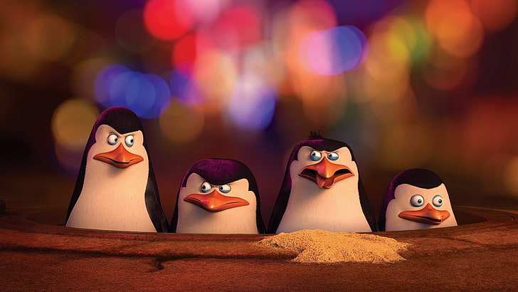 Fond d'écran de Skipper, Mort, Kowalski et Rico, film, dessin animé, Pingouins de Madagascar, Fond d'écran HD
